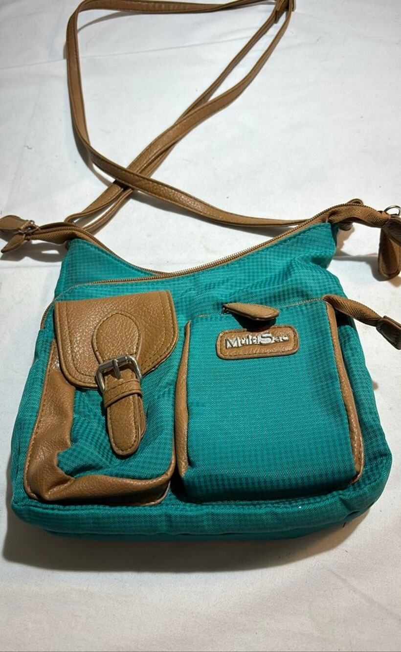 Vintage MultiSac Teal and Brown Crossbody Bag